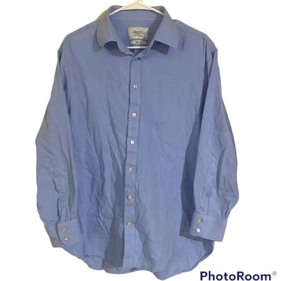Charles Tyrwhitt Jermyn Street London Classic Fit Blue White Striped Button Down - Picture 1 of 4